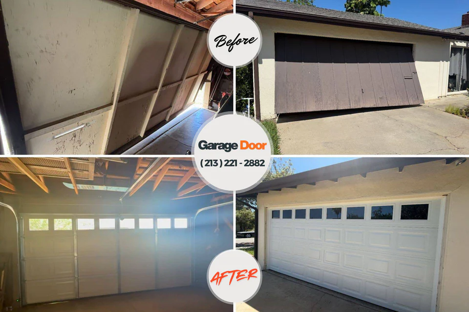 Before and after: garage door repair Riverview, SC